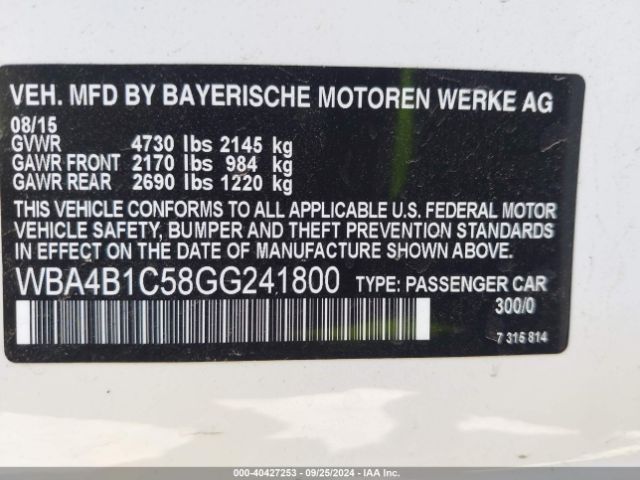 WBA4B1C58GG241800 BMW 435i Gran Coupe