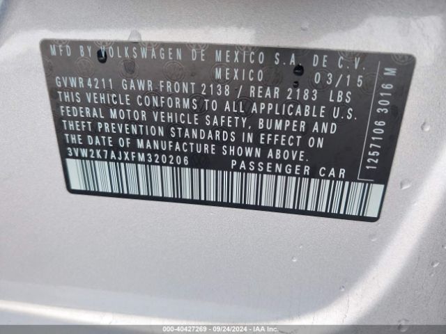 3VW2K7AJXFM320206 Volkswagen Jetta 2.0l S