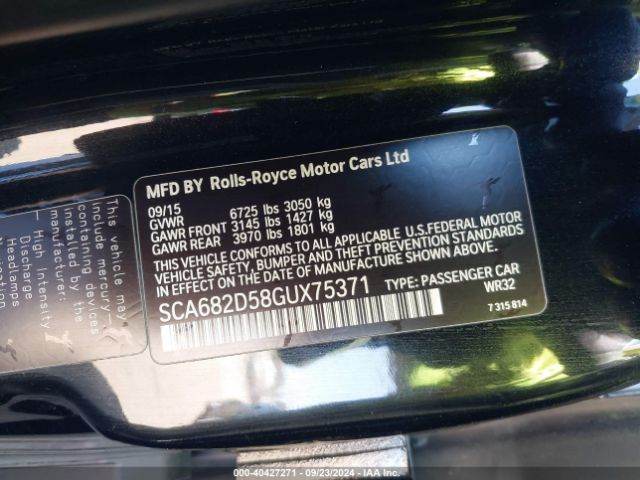 SCA682D58GUX75371 Rolls-Royce Phantom Drophead Coupe