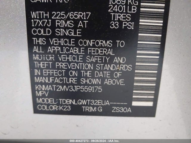 Nissan ROGUE SV 2018 KNMAT2MV3JP559175 Image 9