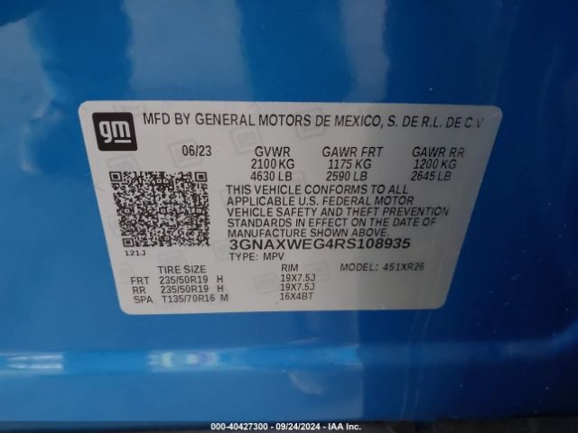 3GNAXWEG4RS108935 Chevrolet Equinox Awd Rs