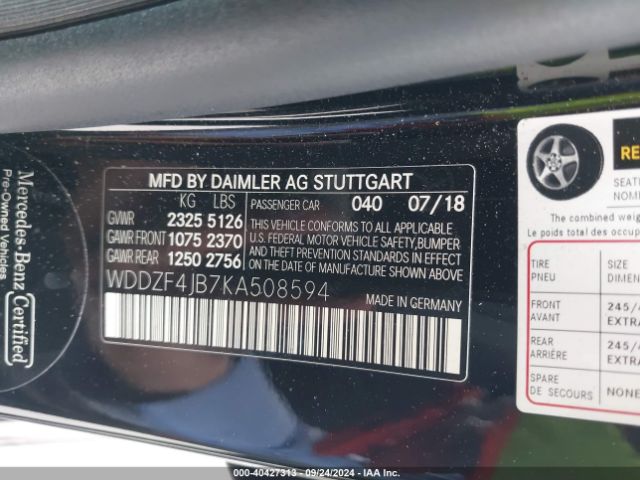 WDDZF4JB7KA508594 Mercedes-Benz E 300
