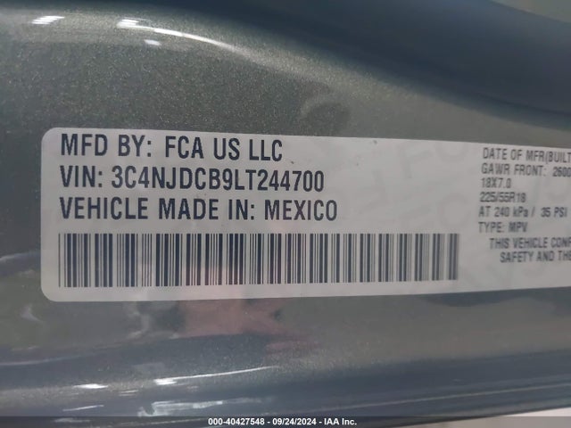 Jeep Compass Limited 4x4 2020 3C4NJDCB9LT244700 Image 9