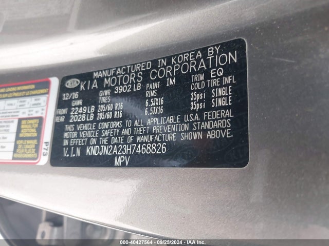 KIA Soul ! 2017 KNDJN2A23H7468826 Image 9
