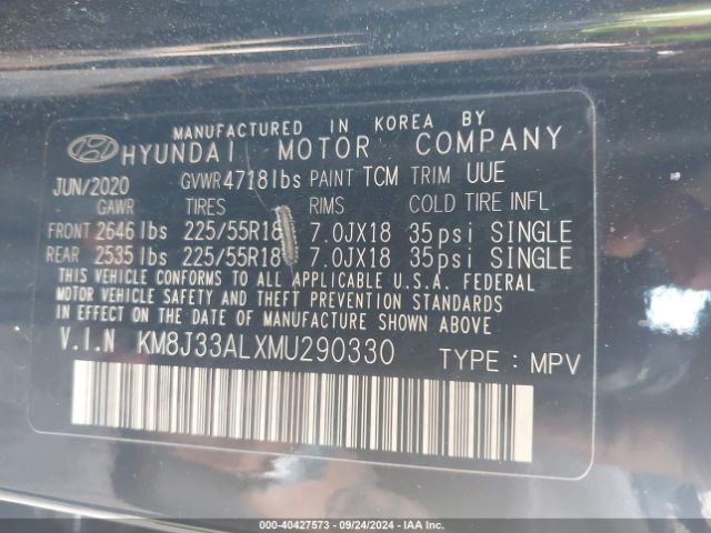 Hyundai Tucson Ultimate 2021 KM8J33ALXMU290330 Image 9