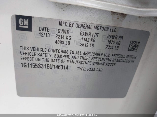 Chevrolet IMPALA 2LZ 2014 1G1155S31EU146314 Image 9