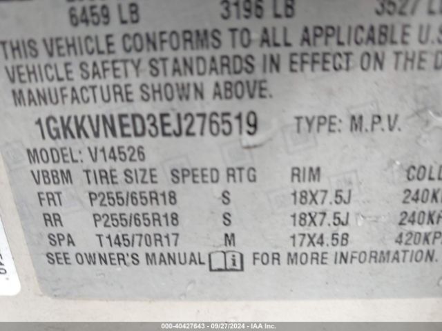 1GKKVNED3EJ276519 GMC Acadia Sle-1