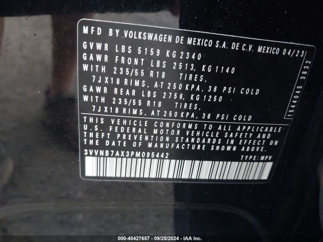 3VVNB7AX3PM095442 Volkswagen Tiguan 2.0t Se