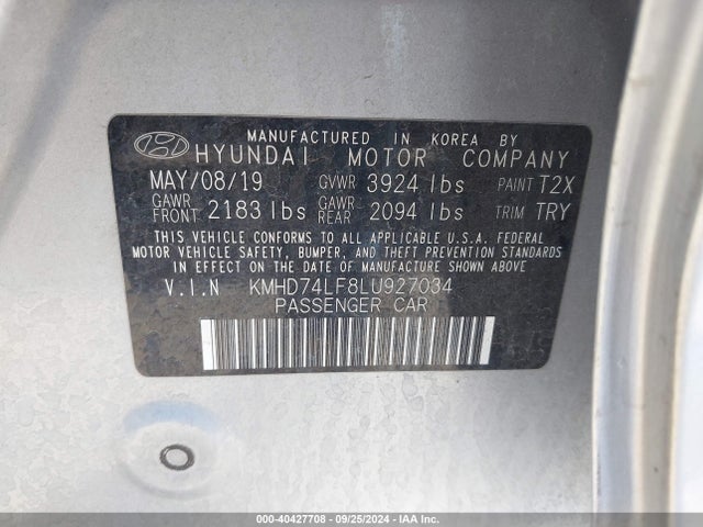 Hyundai ELANTRA SE 2020 KMHD74LF8LU927034 Image 9