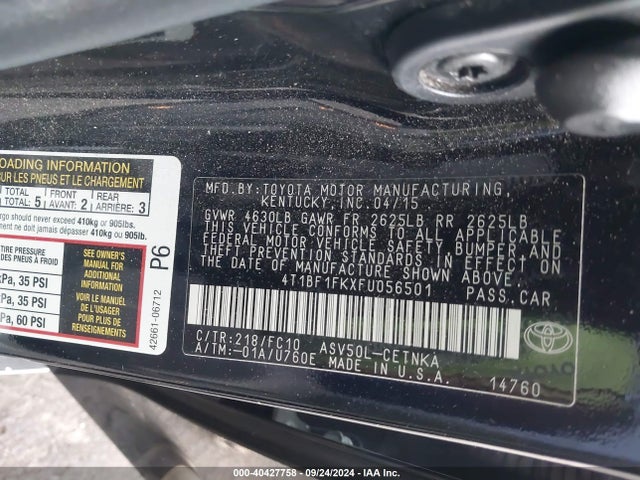 Toyota CAMRY LE 2015 4T1BF1FKXFU056501 Image 9