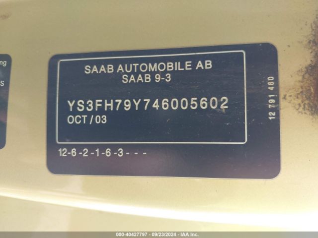 2004 SAAB 9-3 YS3FH79Y746005602 Photo 8