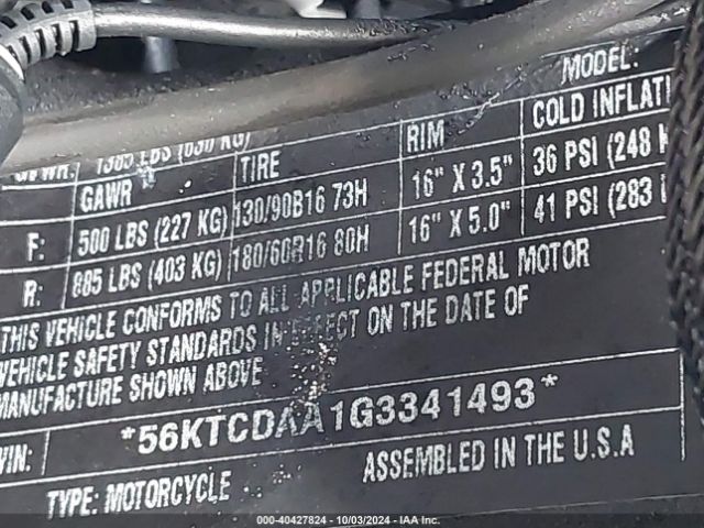 2016 INDIAN MOTORCYCLE CO. CHIEFTAIN 56KTCDAA1G3341493 Photo 9