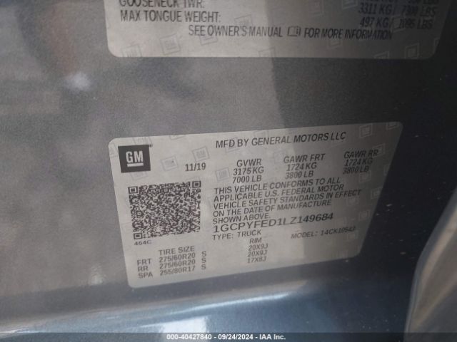 1GCPYFED1LZ149684 Chevrolet Silverado 1500 4wd  Short Bed Lt Trail Boss