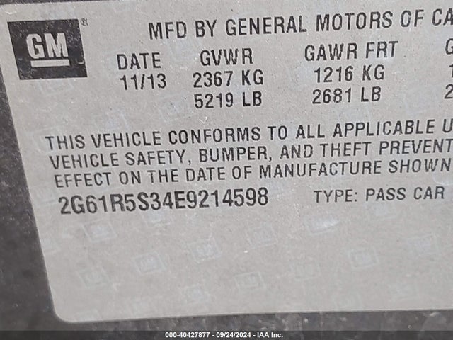 2G61R5S34E9214598 Cadillac Xts Premium