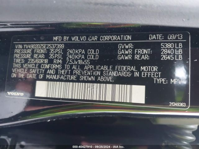 YV4902DZ5E2537399 Volvo Xc60 T6 R-design