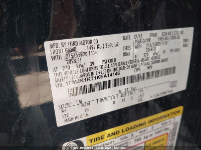 1FMJK1KT1KEA14146 Ford Expedition Max Limited