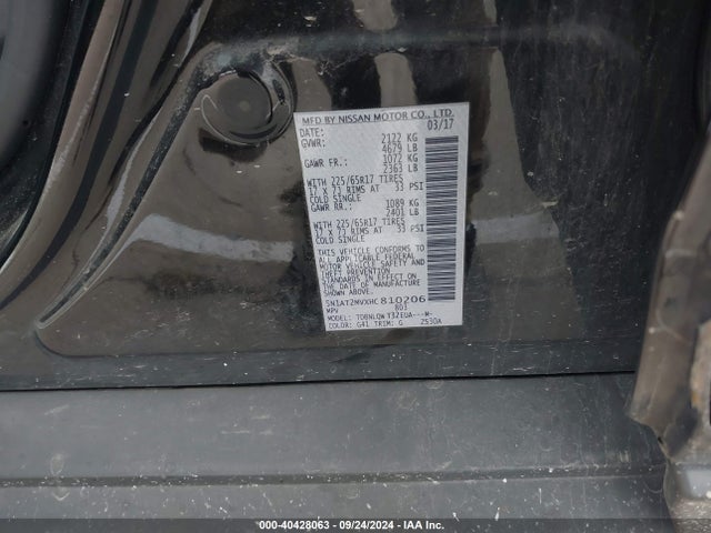 Nissan ROGUE SV 2017 5N1AT2MVXHC810206 Image 9