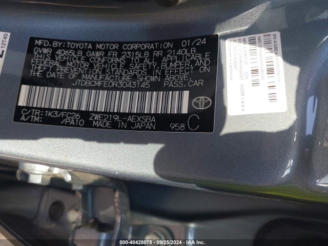 Toyota Corolla Hybrid Se 2024 JTDBCMFE0R3043145 Image 9