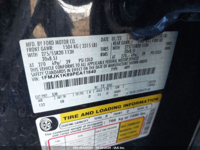 1FMJK1K89PEA11840 Ford Expedition Limited Max