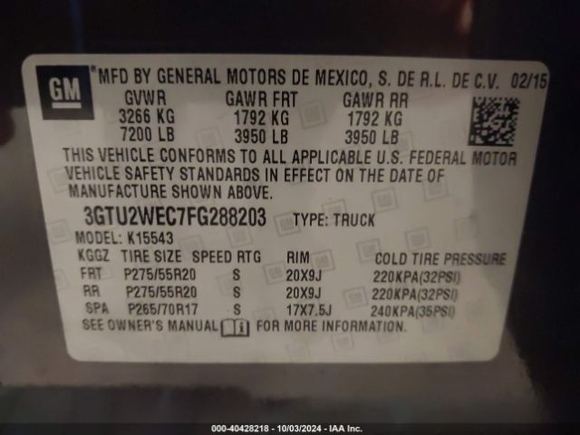 3GTU2WEC7FG288203 GMC Sierra 1500 Denali