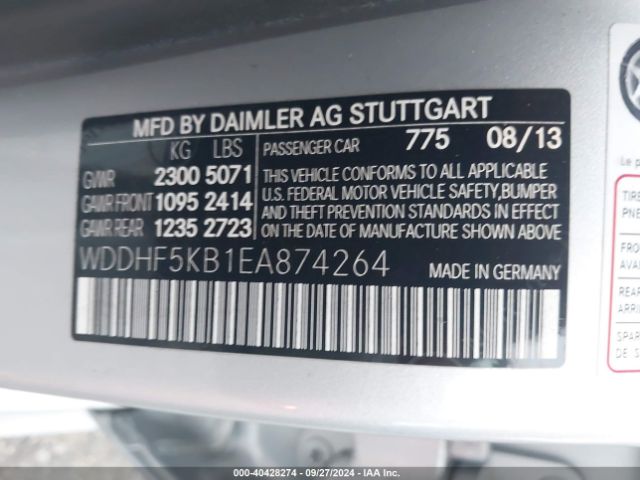 WDDHF5KB1EA874264 Mercedes-Benz E 350