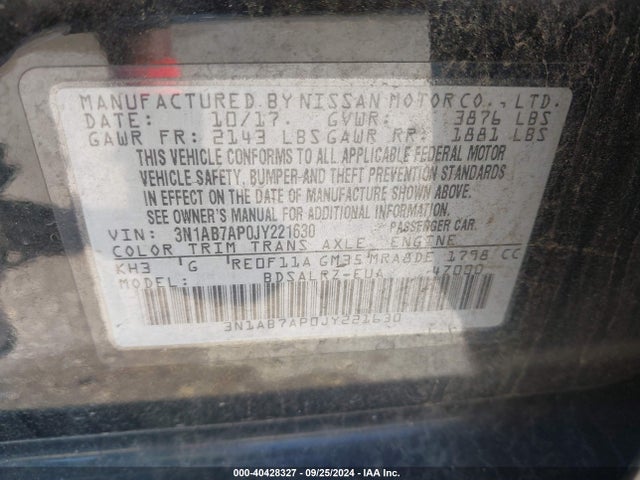 Nissan SENTRA SR 2018 3N1AB7AP0JY221630 Image 9