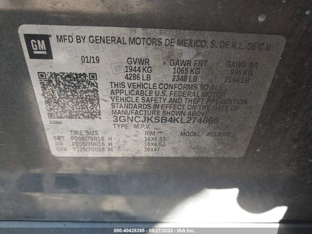 Chevrolet TRAX LS 2019 3GNCJKSB4KL274660 Image 9