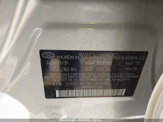 Hyundai ELANTRA SE 2019 5NPD74LF5KH494382 Image 9