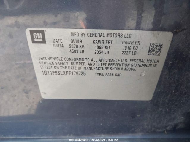 1G11F5SLXFF179735 Chevrolet Malibu 1lz