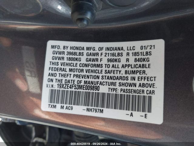 19XZE4F53ME009890 Honda INSIGHT EX