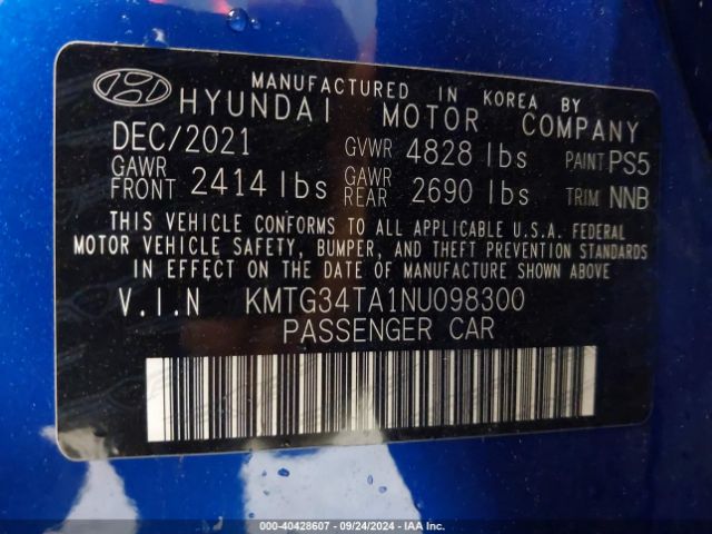 KMTG34TA1NU098300 Genesis G70 2.0t Awd