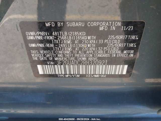 Subaru Crosstrek Premium 2024 JF2GUADC2RH320921 Image 9