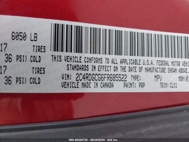 Dodge Grand Caravan Sxt Plus 2015 2C4RDGCG6FR685522 Image 9