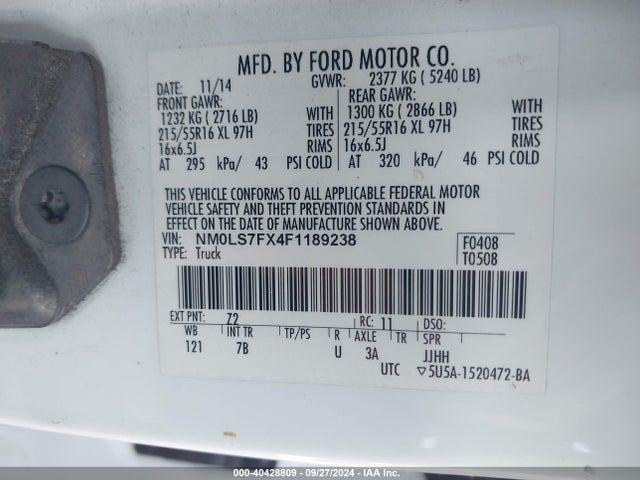 Ford Transit Connect Xlt 2015 NM0LS7FX4F1189238 Image 9