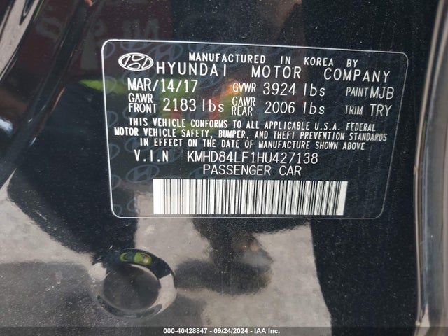 Hyundai Elantra Value Edition 2017 KMHD84LF1HU427138 Image 9