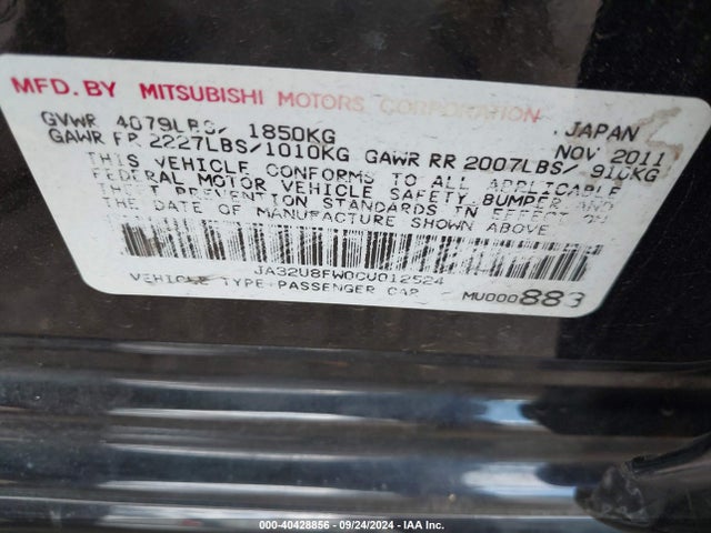 2012 MITSUBISHI LANCER JA32U8FW0CU012524 Photo 8