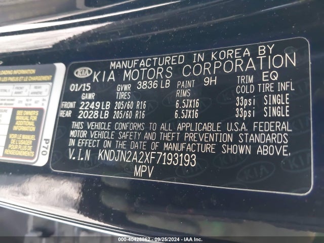 KIA Soul 2015 KNDJN2A2XF7193193 Image 9