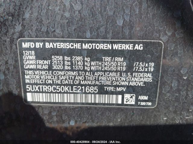 5UXTR9C50KLE21685 BMW X3 Xdrive30i