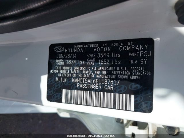 KMHCT5AE6EU187817 Hyundai ACCENT GS