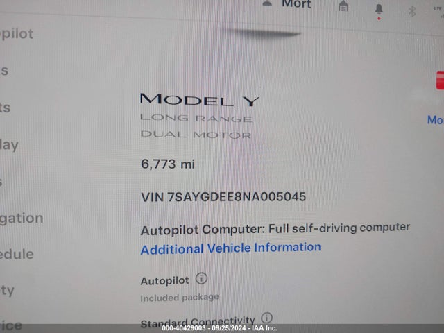 2022 TESLA MODEL Y 7SAYGDEE8NA005045 Photo 6