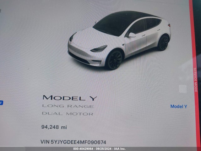 2021 TESLA MODEL Y 5YJYGDEE4MF090674 Photo 6
