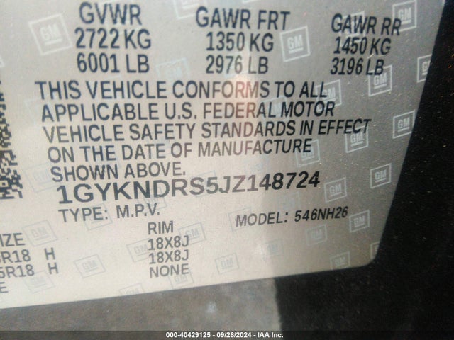 2018 CADILLAC XT5 1GYKNDRS5JZ148724 Photo 8