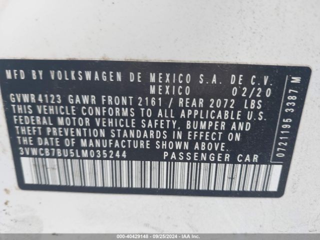 3VWCB7BU5LM035244 Volkswagen Jetta 1.4t R-line/1.4t S/1.4t Se