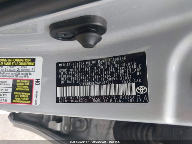 Toyota Corolla S Plus 2016 5YFBURHE2GP467602 Image 9