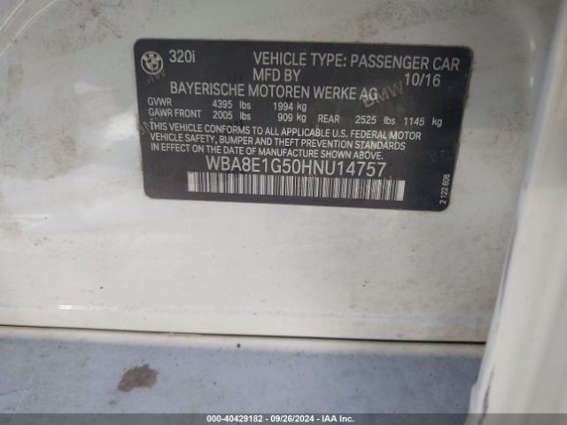 2017 BMW 320I WBA8E1G50HNU14757 Photo 8