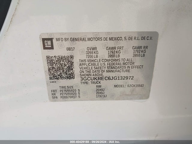 Chevrolet Silverado K1500 Lt 2018 3GCUKREC6JG132972 Image 9