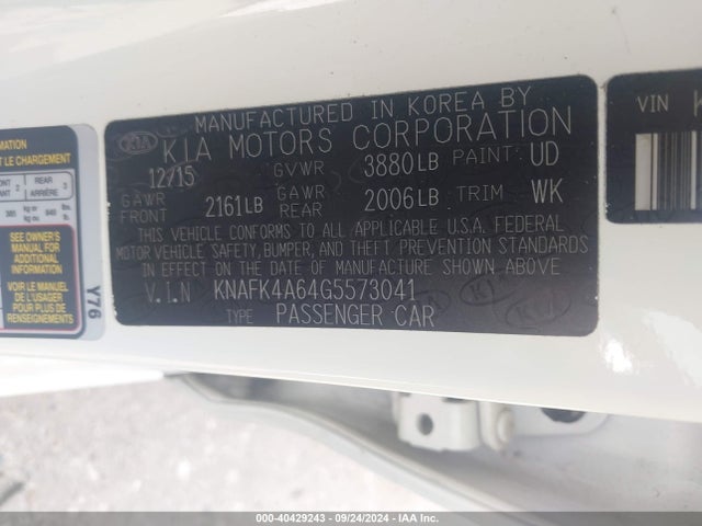 KIA FORTE LX 2016 KNAFK4A64G5573041 Image 9