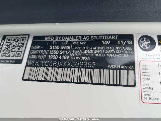 WDCYC6BJXKX309353 Mercedes-Benz G 550 4matic