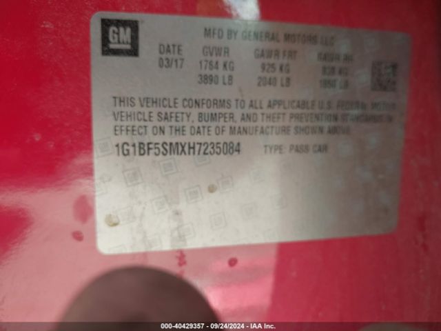 1G1BF5SMXH7235084 Chevrolet Cruze Premier Auto