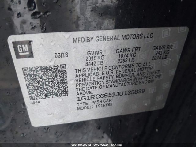 1G1RC6S51JU135839 Chevrolet VOLT LT